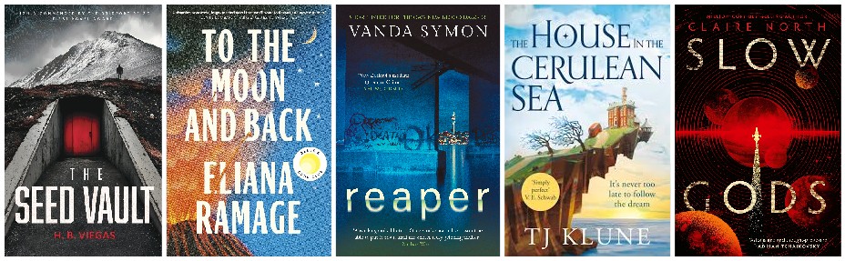 The Seed Vault, To the Moon and Back, Reaper, The House in the Cerulean Sea, Slow Gods