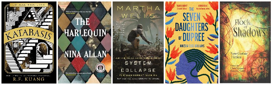 Katabasis, The Harlequin, System Collapse, The Seven Daughters of Dupree, A Flock of Shadows